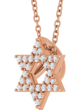 14K Yellow Gold 1/10 CTW Natural Diamond Star of David Pendant
