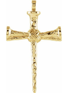14K Yellow Gold Nail Cross Pendant