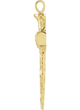 14K Yellow Gold Nail Cross Pendant