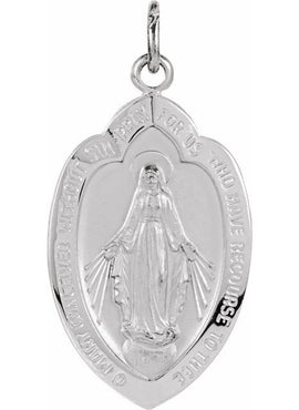 14K Yellow Gold 13x8 mm Oval Miraculous Medal Pendant