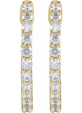 14K Yellow Gold 1 CTW Lab-Grown Diamond Inside-Outside Hinged 19.3 mm Hoop Earrings
