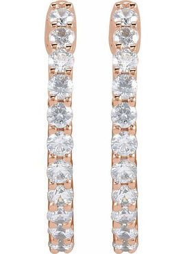 14K Yellow Gold 1 CTW Lab-Grown Diamond Inside-Outside Hinged 19.3 mm Hoop Earrings