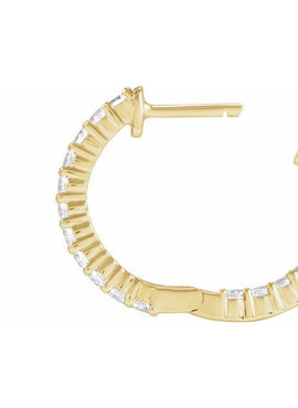 14K Yellow Gold 1 CTW Lab-Grown Diamond Inside-Outside Hinged 19.3 mm Hoop Earrings