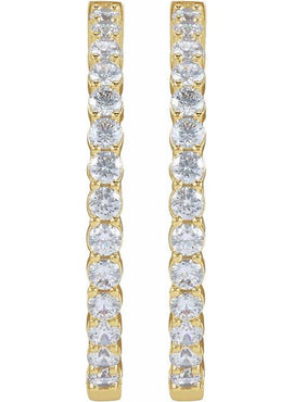 14K Yellow Gold 1 CTW Lab-Grown Diamond Inside-Outside Hinged 19.3 mm Hoop Earrings