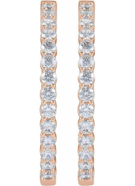 14K Yellow Gold 1 CTW Lab-Grown Diamond Inside-Outside Hinged 19.3 mm Hoop Earrings