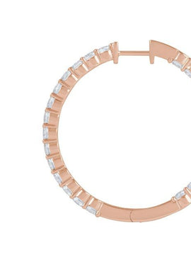 14K Yellow Gold 1 CTW Lab-Grown Diamond Inside-Outside Hinged 19.3 mm Hoop Earrings
