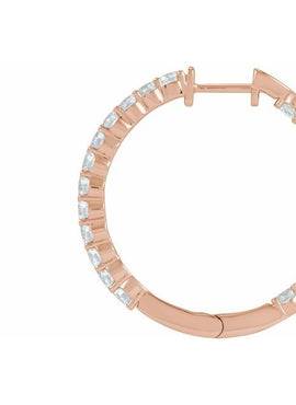 14K Yellow Gold 1 CTW Lab-Grown Diamond Inside-Outside Hinged 19.3 mm Hoop Earrings