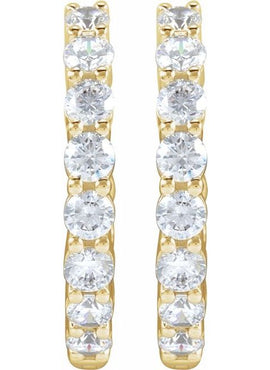 14K Yellow Gold 1 CTW Lab-Grown Diamond Inside-Outside Hinged 19.3 mm Hoop Earrings