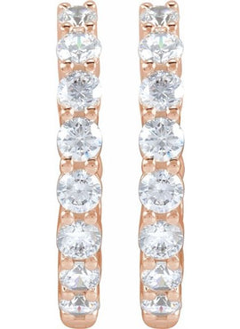 14K Yellow Gold 1 CTW Lab-Grown Diamond Inside-Outside Hinged 19.3 mm Hoop Earrings