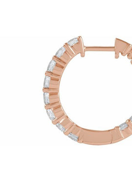 14K Yellow Gold 1 CTW Lab-Grown Diamond Inside-Outside Hinged 19.3 mm Hoop Earrings