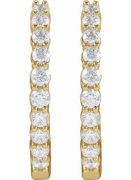 14K Yellow Gold 1 CTW Lab-Grown Diamond Inside-Outside Hinged 19.3 mm Hoop Earrings