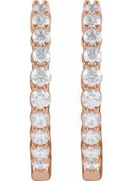 14K Yellow Gold 1 CTW Lab-Grown Diamond Inside-Outside Hinged 19.3 mm Hoop Earrings