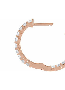 14K Yellow Gold 1 CTW Lab-Grown Diamond Inside-Outside Hinged 19.3 mm Hoop Earrings