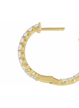 14K Yellow Gold 1 CTW Lab-Grown Diamond Inside-Outside Hinged 19.3 mm Hoop Earrings