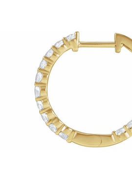 14K Yellow Gold 1 CTW Lab-Grown Diamond Inside-Outside Hinged 19.3 mm Hoop Earrings