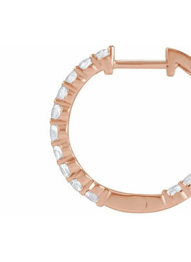 14K Yellow Gold 1 CTW Lab-Grown Diamond Inside-Outside Hinged 19.3 mm Hoop Earrings
