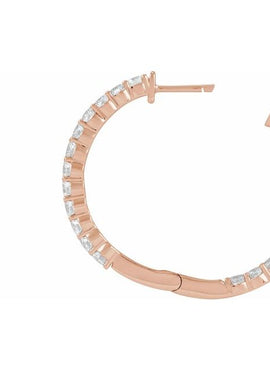 14K Yellow Gold 1 CTW Lab-Grown Diamond Inside-Outside Hinged 19.3 mm Hoop Earrings