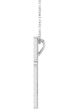 14K White Gold 1/2 CTW Natural Diamond French-Set Cross Pendant