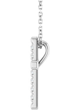 14K White Gold 1/2 CTW Natural Diamond French-Set Cross Pendant