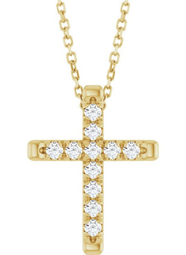 14K White Gold 1/2 CTW Natural Diamond French-Set Cross Pendant