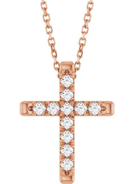 14K White Gold 1/2 CTW Natural Diamond French-Set Cross Pendant