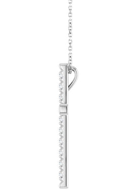 14K White Gold 1/2 CTW Natural Diamond French-Set Cross Pendant