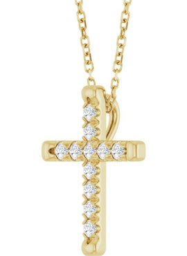 14K White Gold 1/2 CTW Natural Diamond French-Set Cross Pendant