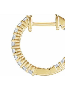 14K Yellow Gold 1 CTW Lab-Grown Diamond Inside-Outside Hinged 19.3 mm Hoop Earrings