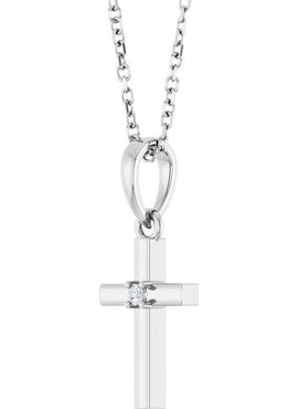 14K Yellow Gold .015 CT Natural Diamond Cross Pendant
