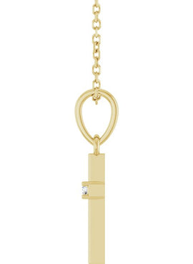 14K Yellow Gold .015 CT Natural Diamond Cross Pendant