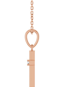 14K Yellow Gold .015 CT Natural Diamond Cross Pendant