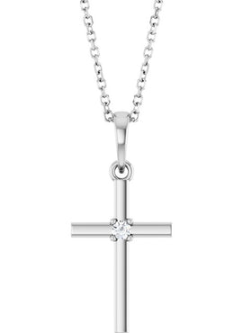 14K Yellow Gold .015 CT Natural Diamond Cross Pendant