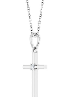 14K Yellow Gold .015 CT Natural Diamond Cross Pendant