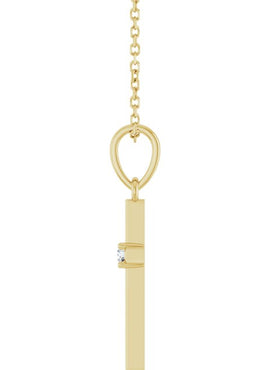 14K Yellow Gold .015 CT Natural Diamond Cross Pendant