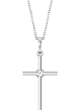 14K Yellow Gold .015 CT Natural Diamond Cross Pendant