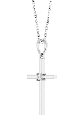 14K Yellow Gold .015 CT Natural Diamond Cross Pendant
