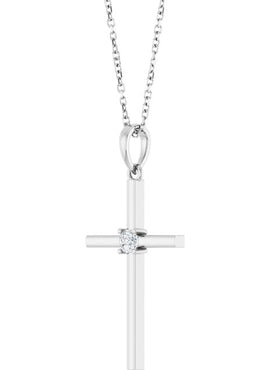 14K Yellow Gold .015 CT Natural Diamond Cross Pendant