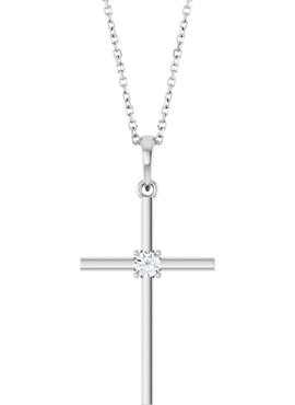 14K Yellow Gold .015 CT Natural Diamond Cross Pendant
