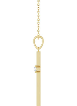 14K Yellow Gold .015 CT Natural Diamond Cross Pendant