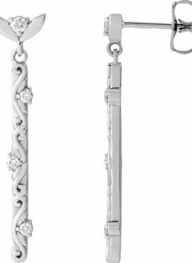14K White Gold 1/8 CTW Natural Diamond Vintage-Inspired Earrings