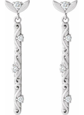 14K White Gold 1/8 CTW Natural Diamond Vintage-Inspired Earrings