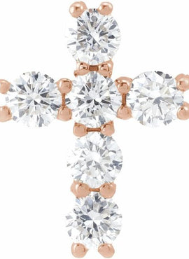 14K Rose Gold 1 3/8 CTW Natural Diamond Cross Pendant