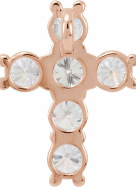 14K Rose Gold 1 3/8 CTW Natural Diamond Cross Pendant