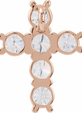 14K Rose Gold 1 3/8 CTW Natural Diamond Cross Pendant