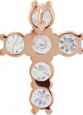 14K Rose Gold 1 3/8 CTW Natural Diamond Cross Pendant