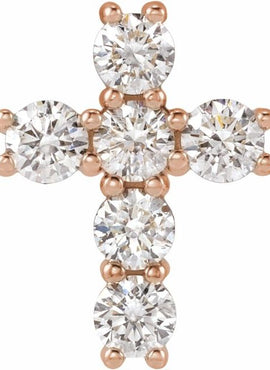 14K Rose Gold 1 3/8 CTW Natural Diamond Cross Pendant