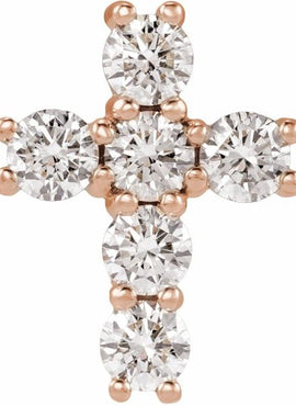 14K Rose Gold 1 3/8 CTW Natural Diamond Cross Pendant
