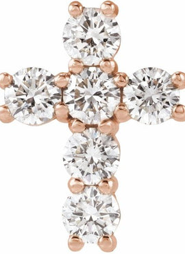 14K Rose Gold 1 3/8 CTW Natural Diamond Cross Pendant