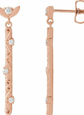 14K White Gold 1/8 CTW Natural Diamond Vintage-Inspired Earrings