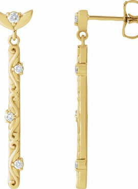 14K White Gold 1/8 CTW Natural Diamond Vintage-Inspired Earrings
